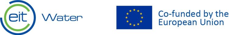 The EIT logo and the EU flag with the words "EIT Water" and "Co-funded by the European Union".