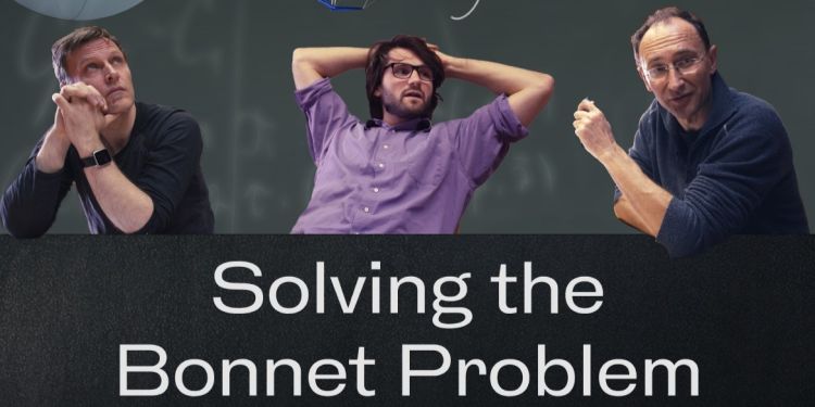 Solving the Bonnet Problem poster featuring three people in various poses