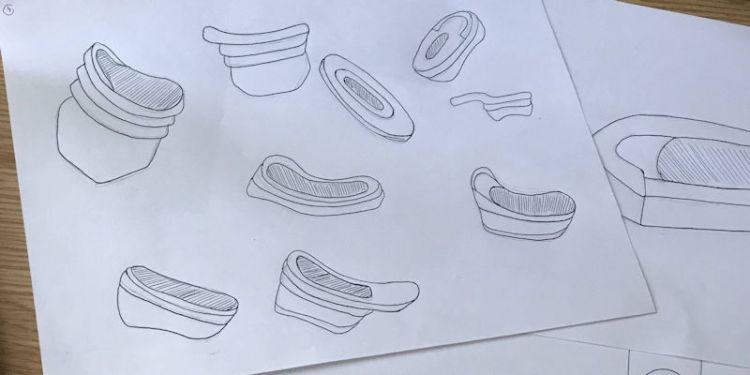 Summer Internship student Ellie's sketches to address the lack of female incontinence solutions