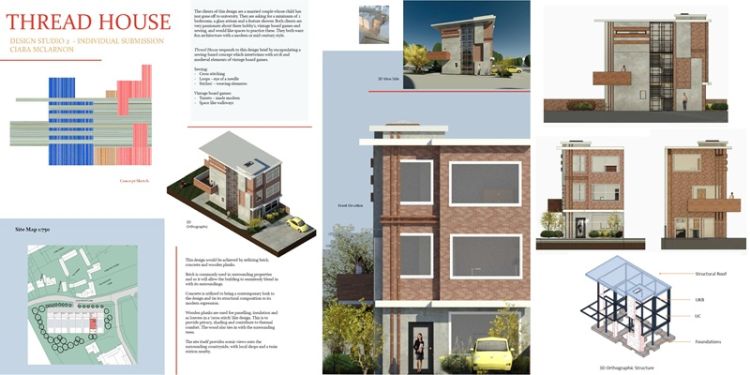 A collection of architectural drawings and diagrams showcasing various design concepts and structural details.