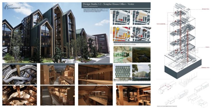 A collage featuring various architectural drawings and images showcasing diverse design styles and structures.