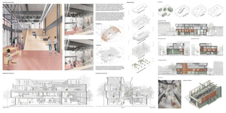 Conceptual architectural design showcasing a new building with sleek lines and eco-friendly features.