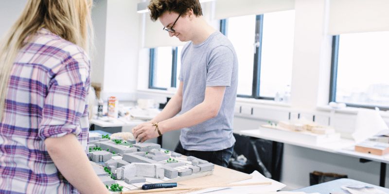 architecture students designing their projects