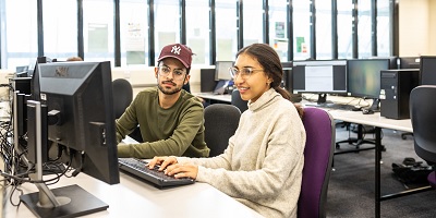 Students in a computer cluster
