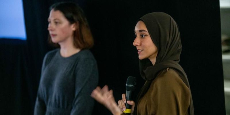 Farida speaking at a Women in STEM conference.
