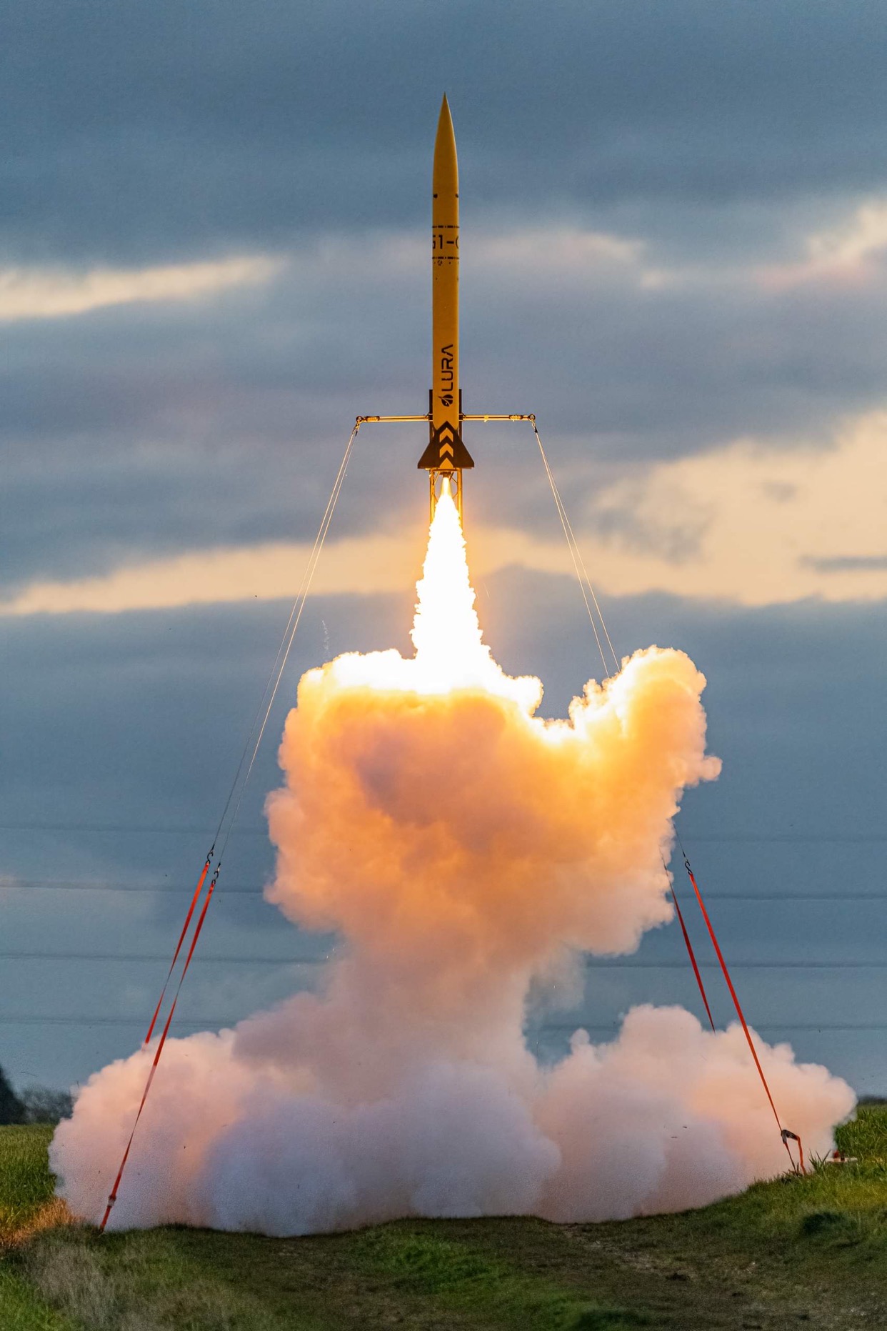 A photography of the Gryphon I-C launching in a field.