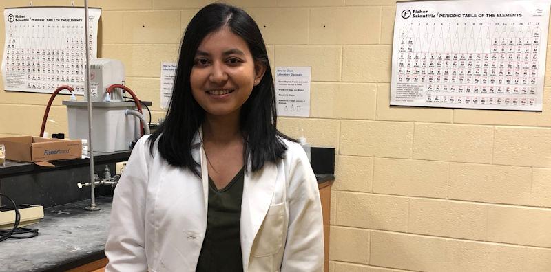 Alumni Madhurima Das in her lab at the University of New Orleans