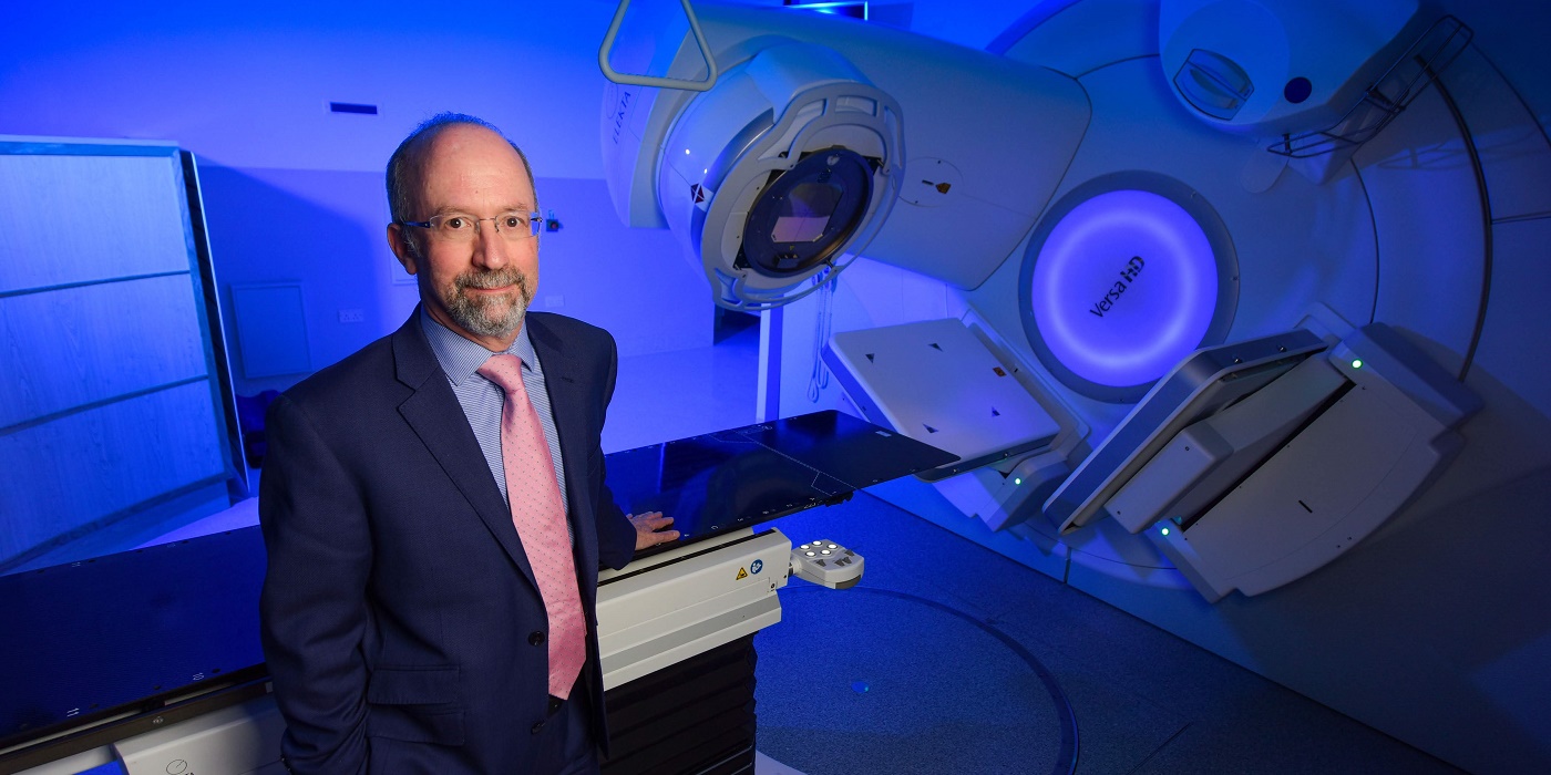 Professor Sebag-Montefiore with MRI machines