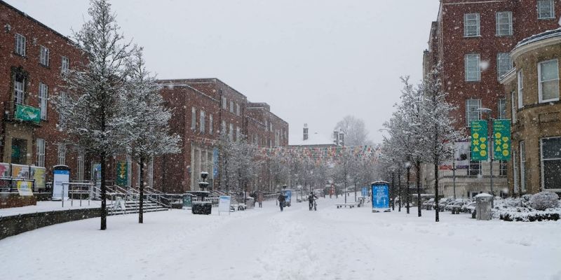 Leeds campus in the snow