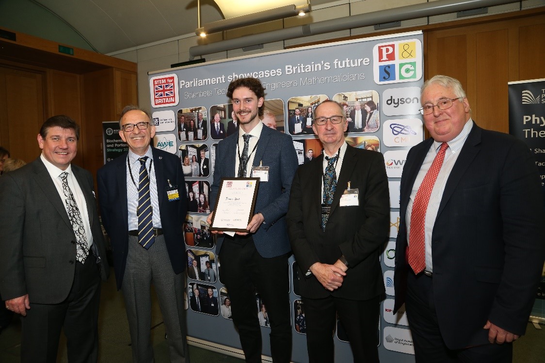 Students from the Faculty of Environment, Engineering and Physical Sciences won coveted awards at the Parliamentary & Scientific Committee’s STEM for BRITAIN 2023, which took place in the Houses of Parliament on earlier this month, during British Science Week.