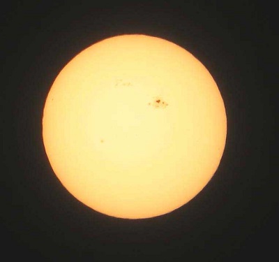 The sun, showing sunspots/