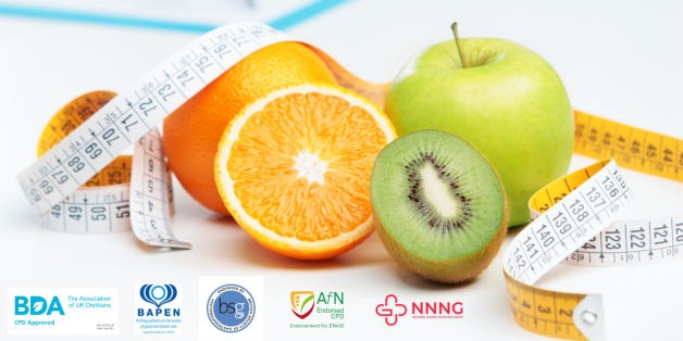 Clinical nutrition course web cover image with accreditation logos