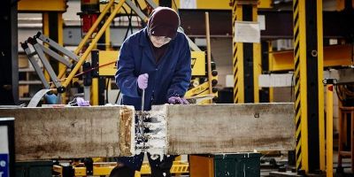 Student in structures lab