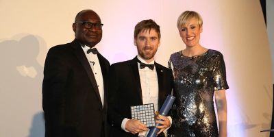 Glyn Utting receiving his Young Professional of the year award