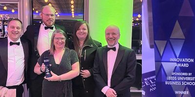 Five members of C-Capture accepting a Yorkshire Business in Excellence Award