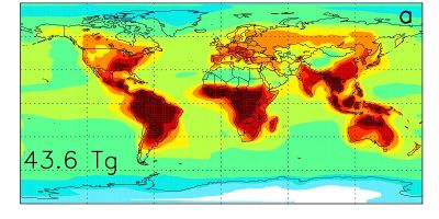 Map showing atmospheric concentrations