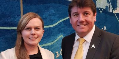 Jennifer Spragg and MP Stephen Metcalfe