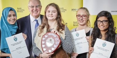 Students receiving the Vice-Chancellor's Award for Health and Safety