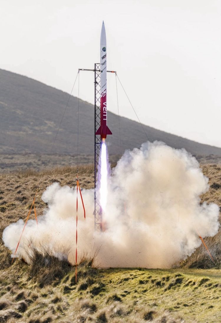 A photograph of a successful launch of the Gryphon 1 rocket.