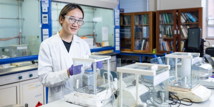 Student doing an experiment in the priestley lab