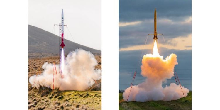 Two photographs of the Gryphon 1 rocket launching.