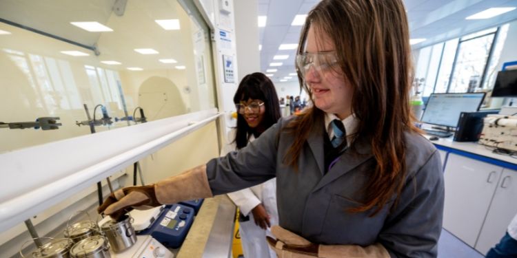 Secondary school pupils from across Yorkshire taking part in engineering activities at the University to mark International Women’s Day 2025.