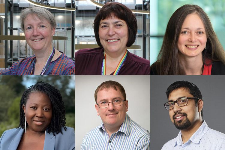 Headshots of Leeds' EDI champions, L-R top: Louise Jennings, Vania Dimitrova, Lisa Hill; L-R bottom: Lisa-Dionne Morris, Lee Mason, Bharat Pokhrel.