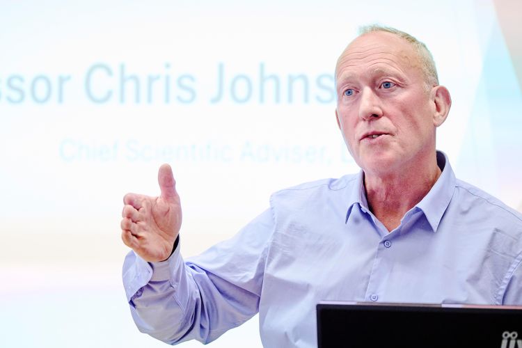 Professor Chris Johnson giving a talk to members of the University.