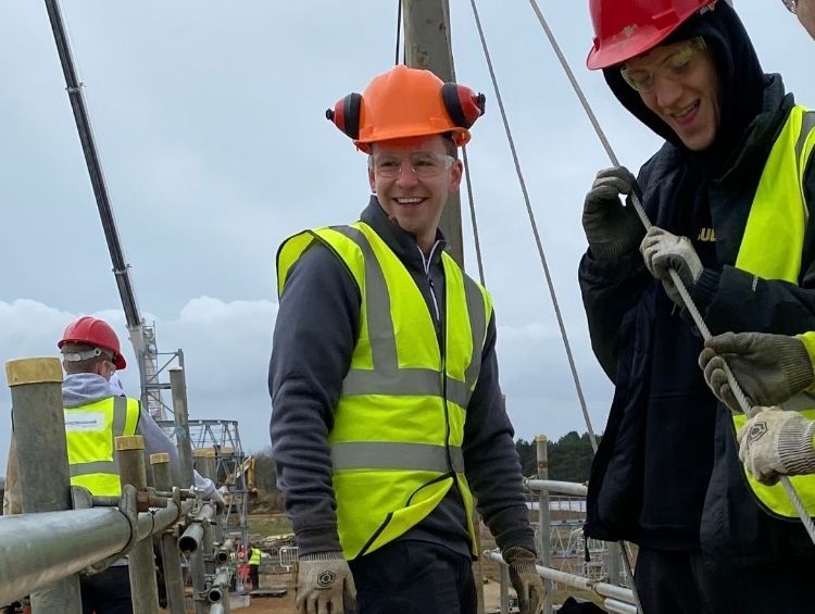 Image of Oliver Robinson working on a construction site