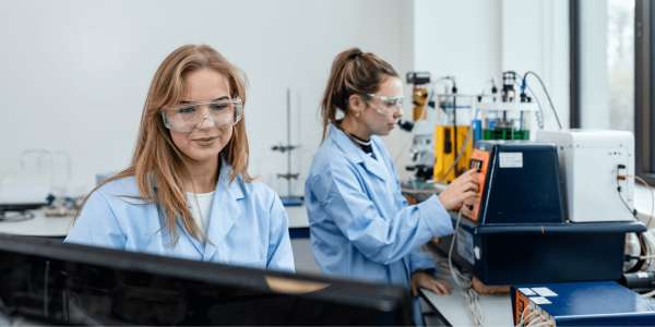 chemical engineering students doing project work
