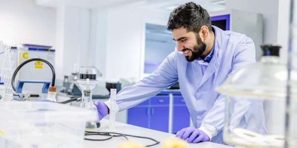 Civil engineering student in lab