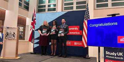 Giovanni Pittiglio and two other winners from the UK Study Awards in the USA.