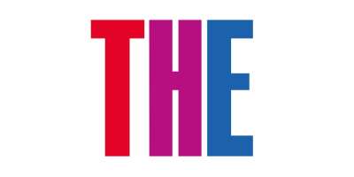 A logo for Times Higher Education (THE) on a white background. The logo is THE in capital letter, T is red, H is purple and E is blue.